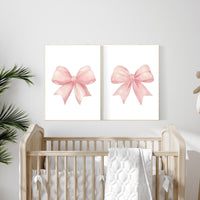 Bow print wall art, Bow nursery print, pink Bow nursery wall art, bow nursery art, bow nursery decor, bow print wall art pink, girl nursery