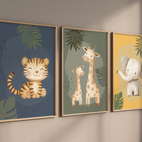 Safari Nursery Wall Prints, Boho Nursery Prints, jungle animals, earth colors, Nursery Art, safari animals, animal prints