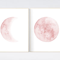 Moon wall art, Moon nursery decor, Blush pink nursery, blush nursery, Full moon print, Moon print, nursery decor girl, moon phases print
