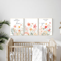 Boho Nursery wall art, Wildflower Nursery Decor, Floral Nursery, Girl Nursery Decor, you’ll never know dear how much I love you, flower