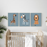 Safari Nursery Wall Prints, Boho Nursery Prints, jungle animals, navy blue, Nursery Art, animal Nursery Decor, animal prints