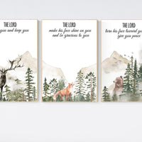 Nursery decor woodland, mountain wall art, tree nursery decor, adventure theme nursery, forest, sage green, bible nursery, verse nursery