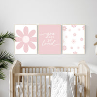Flower nursery, flower prints for girls room, you are so loved, blush nursery, Girl bedroom art, name print, girls room decor, baby girl