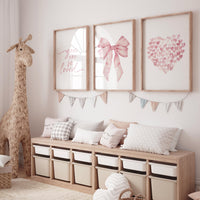 Bow print wall art, Bow nursery print, pink Bow nursery wall art, bow nursery art, bow nursery decor, bow print wall art, you are so loved