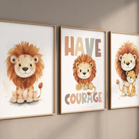 Lion prints, lion nursery, safari animal wall art, lion family decor, baby nursery prints, jungle themed posters, safari themed, lion poster