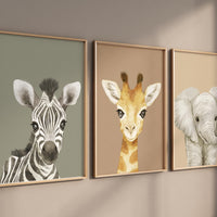 Safari animal wall art set, Animal Prints, Animal Nursery wall art, safari animals, animal Nursery Decor, gender neutral nursery, baby room