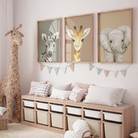 Safari animal wall art set, Animal Prints, Animal Nursery wall art, safari animals, animal Nursery Decor, gender neutral nursery, baby room