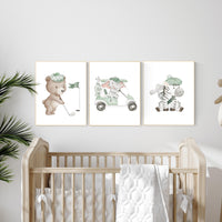 Golf Nursery decor, sports Nursery Prints, Golf Safari animals, Baby Animal Prints, Jungle Animal Nursery, golf prints, sport animals