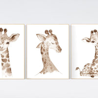Nursery decor giraffe, giraffe nursery, gender neutral nursery, baby room wall art, woodland animals, giraffe prints, mom and baby giraffe