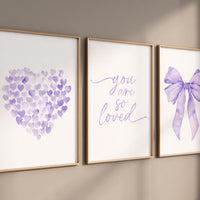 Bow print wall art, Bow nursery print, pink Bow nursery wall art, bow nursery art, purple nursery, bow print wall art, you are so loved