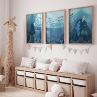 Under the sea wall art, Ocean nursery decor, Nautical nursery print set, under the sea nursery, gender neutral nursery, ocean, nautical