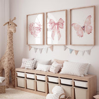 Bow print wall art, Bow nursery print, pink Bow nursery wall art, bow nursery art, bow nursery decor, bow print wall art, butterfly print