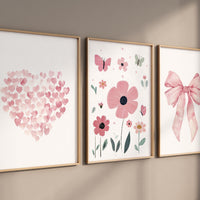 Bow print wall art, Bow nursery print, pink Bow nursery wall art, bow nursery art, bow nursery decor, bow print wall art, flower print