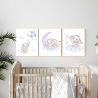 Nursery decor girl, purple teal, elephant nursery decor, lilac nursery print, lavender, baby room decor, nursery wall art, elephant print