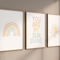 Neutral rainbow wall art, You Are My Sunshine Print, Neutral Nursery Decor, Rainbow Nursery Decor, Kids Room Decor, gender neutral