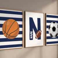 Sports wall art for kids, personalized name prints, basketball print, soccer print, football nursery art, boys sports-themed room decor