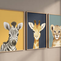 Safari animal wall art set, Animal Prints, Animal Nursery wall art, safari animals, animal Nursery Decor, gender neutral nursery, baby room
