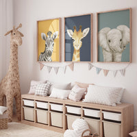 Safari animal wall art set, Animal Prints, Animal Nursery wall art, safari animals, animal Nursery Decor, gender neutral nursery, baby room