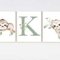 Sloth nursery decor, gender neutral, sloth prints, nursery wall art, nursery prints animals, nursery decor boy, nursery decor girl