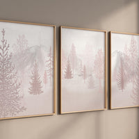 Nursery decor woodland, mountain wall art, pink nursery decor, adventure theme nursery, forest, pink and gray, woodland animals
