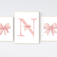Bow print wall art, Bow nursery print, pink Bow nursery wall art, bow nursery art, bow nursery decor, bow print wall art pink, girl nursery