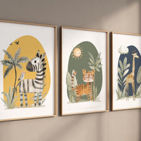 Safari Nursery Wall Prints, Boho Nursery Prints, jungle animals, Sage Green Nursery Art, animal Nursery Decor, animal prints