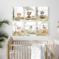 Woodland nursery decor, animals prints, woodland themed nursery, nursery wall art, nursery prints gender neutral, woodland animal prints