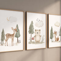 Nursery decor woodland, Woodland Nursery Wall Art, Woodland Print Set, animal prints, Woodland Animal Prints, gender neutral nursery