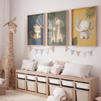 Safari Nursery Wall Prints, Boho Nursery Prints, jungle animals, earth colors, Nursery Art, safari animals, animal prints