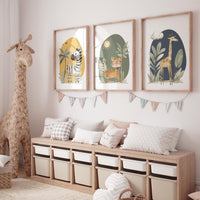 Safari Nursery Wall Prints, Boho Nursery Prints, jungle animals, Sage Green Nursery Art, animal Nursery Decor, animal prints