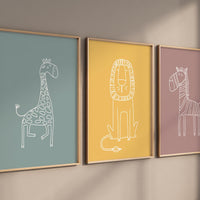 Safari Nursery Wall Prints, Boho Nursery Prints, jungle animals, Sage Green Nursery Art, animal Nursery Decor, animal prints