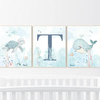 Under the sea wall art, Ocean nursery decor, Nautical nursery print set, under the sea nursery, gender neutral nursery, ocean nursery