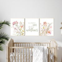 Boho Nursery wall art, Wildflower Nursery Decor, Floral Nursery, Girl Nursery Decor, In a field of roses she is a wildflower