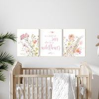 Boho Nursery wall art, Wildflower Nursery Decor, Floral Nursery, Girl Nursery Decor, In a field of roses she is a wildflower