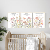 Boho Nursery wall art, Wildflower Nursery Decor, Floral Nursery, Girl Nursery Decor, blush and lilac, bible verse, christian wall art