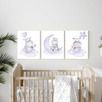 Nursery prints hippo, hippos, animal prints, purple nursery, nursery decor girl, hippopotamus, cute hippo, nursery wall art, lilac, lavender