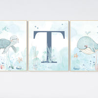Under the sea wall art, Ocean nursery decor, Nautical nursery print set, under the sea nursery, gender neutral nursery, ocean nursery