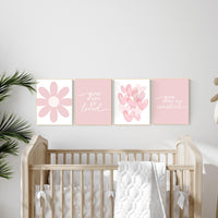 Flower nursery, flower prints for girls room, you are my sunshine, blush nursery, Girl bedroom art, heart print, girls room decor, baby girl