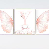 Nursery decor girl butterflies, Butterfly Nursery Art, Girl Nursery Art, Butterfly Nursery Decor for Baby Girl, Butterfly Art, light pink