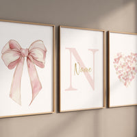 Bow print wall art, Bow nursery print, blush pink and gold, Bow nursery wall art, bow nursery art, bow nursery decor, bow wall art pink