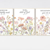 Boho Nursery wall art, Wildflower Nursery Decor, Floral Nursery, Girl Nursery Decor, blush and lilac, bible verse, christian wall art