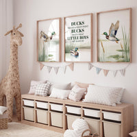 Ducks Trucks Bucks Nursery Wall Art, Little Boys Quote Print, Mallard Duck Decor, Hunting Theme Baby Boy Room, Rustic Nursery Prints