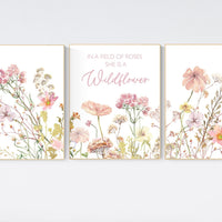 Boho Nursery wall art, Wildflower Nursery Decor, Floral Nursery, Girl Nursery Decor, flower nursery, in a flower of roses she's a wildflower