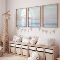 Minimalist Ocean Wall Art Set – Tranquil Sea Horizon Prints, Coastal Blue Seascape, Calm Beach Scene Poster, Modern Coastal Decor