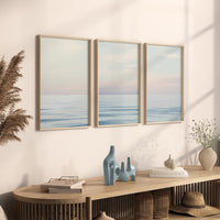 Minimalist Ocean Wall Art Set – Tranquil Sea Horizon Prints, Coastal Blue Seascape, Calm Beach Scene Poster, Modern Coastal Decor