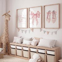 Pink Ballet Nursery Wall Art Set – “You Are So Loved” Quote, Ballerina Shoes & Bow Prints, Baby Girl Room Decor, Blush Ballet Artwork