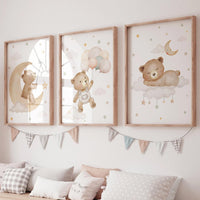 Bear Nursery Wall Art, Boy Nursery Decor, Woodland Animal Wall Art, Neutral Nursery Print, Cute Bear Kids Room Decor, Forest Baby Wall Art