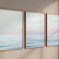 Minimalist Ocean Wall Art Set – Tranquil Sea Horizon Prints, Coastal Blue Seascape, Calm Beach Scene Poster, Modern Coastal Decor