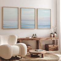 Minimalist Ocean Wall Art Set – Tranquil Sea Horizon Prints, Coastal Blue Seascape, Calm Beach Scene Poster, Modern Coastal Decor