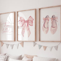 Pink Ballet Nursery Wall Art Set – “You Are So Loved” Quote, Ballerina Shoes & Bow Prints, Baby Girl Room Decor, Blush Ballet Artwork
